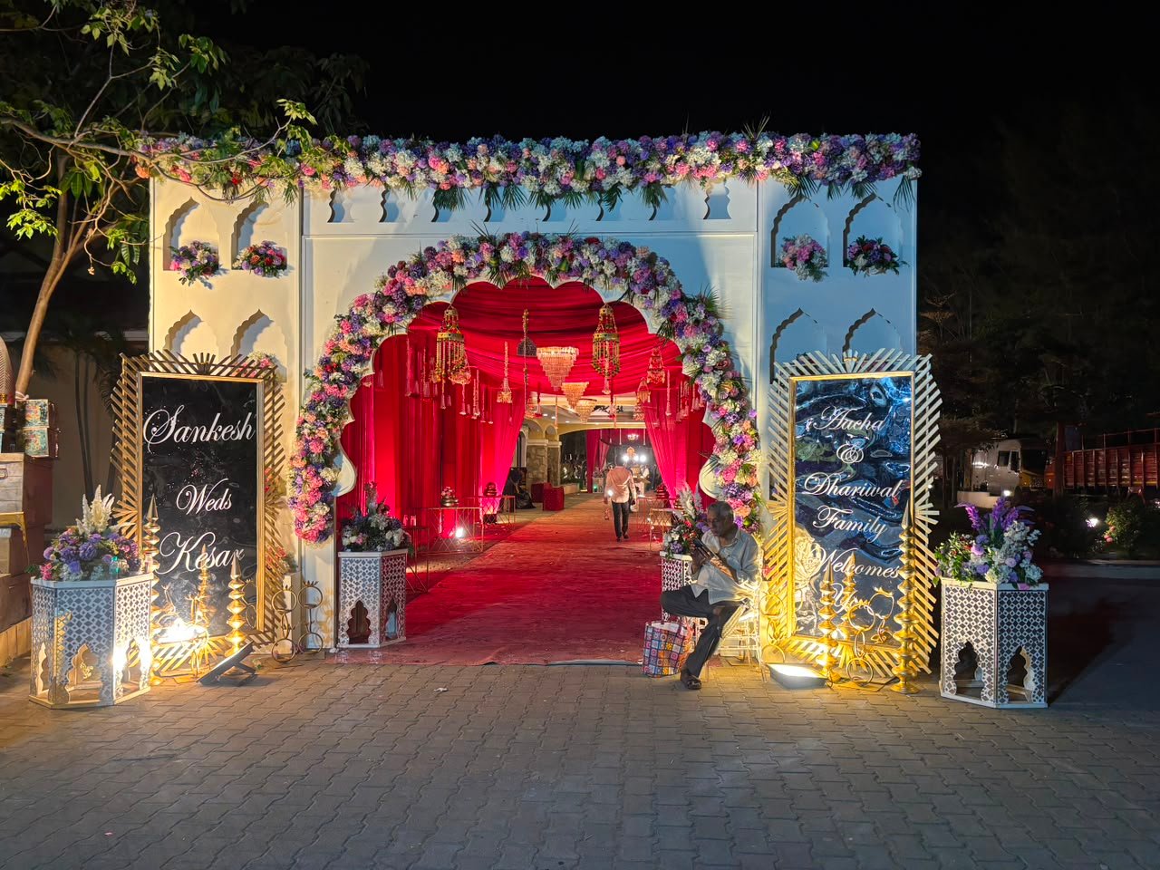 Luxury wedding floral stage setup by Mohit